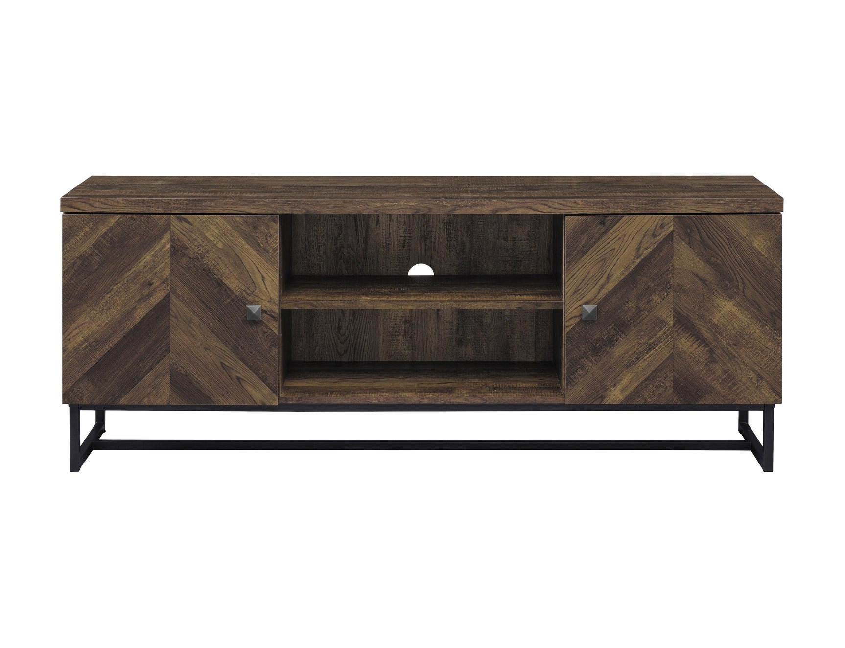 Myles 2-Door TV Console open cabinet with adjustable shelves