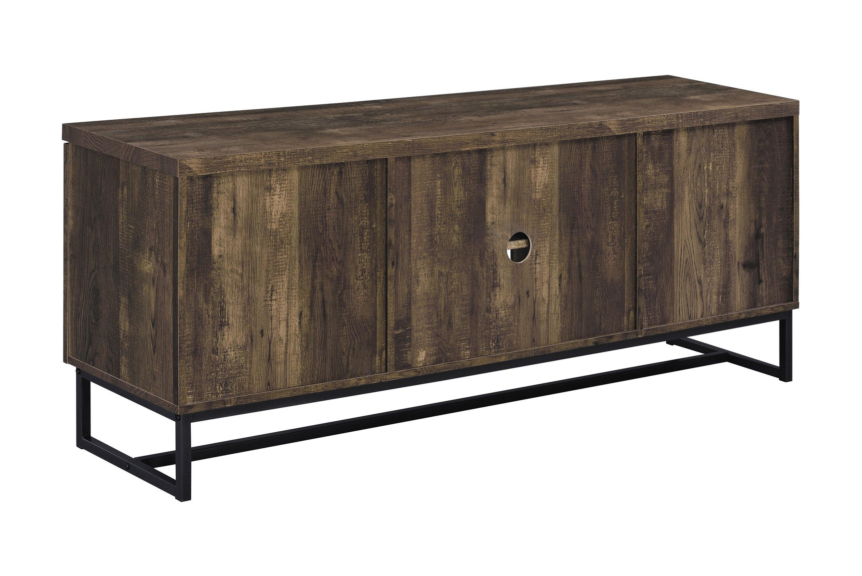 Myles 2-Door TV Console showing storage compartments and open shelves