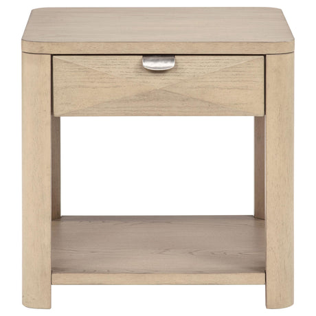 Side view of Marcelo coffee table legs and caster wheels