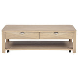 Open storage shelf on Marcelo end table