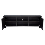 Side angle showing wire management hole of Marcelo media console