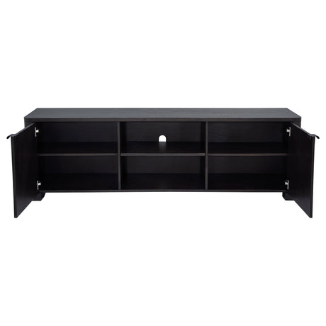 Side angle showing wire management hole of Marcelo media console