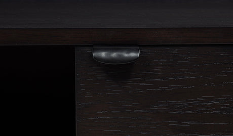 Open shelving in center bay of Marcelo TV Stand for components