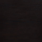 Top view of Marcelo wood end table surface and open shelf