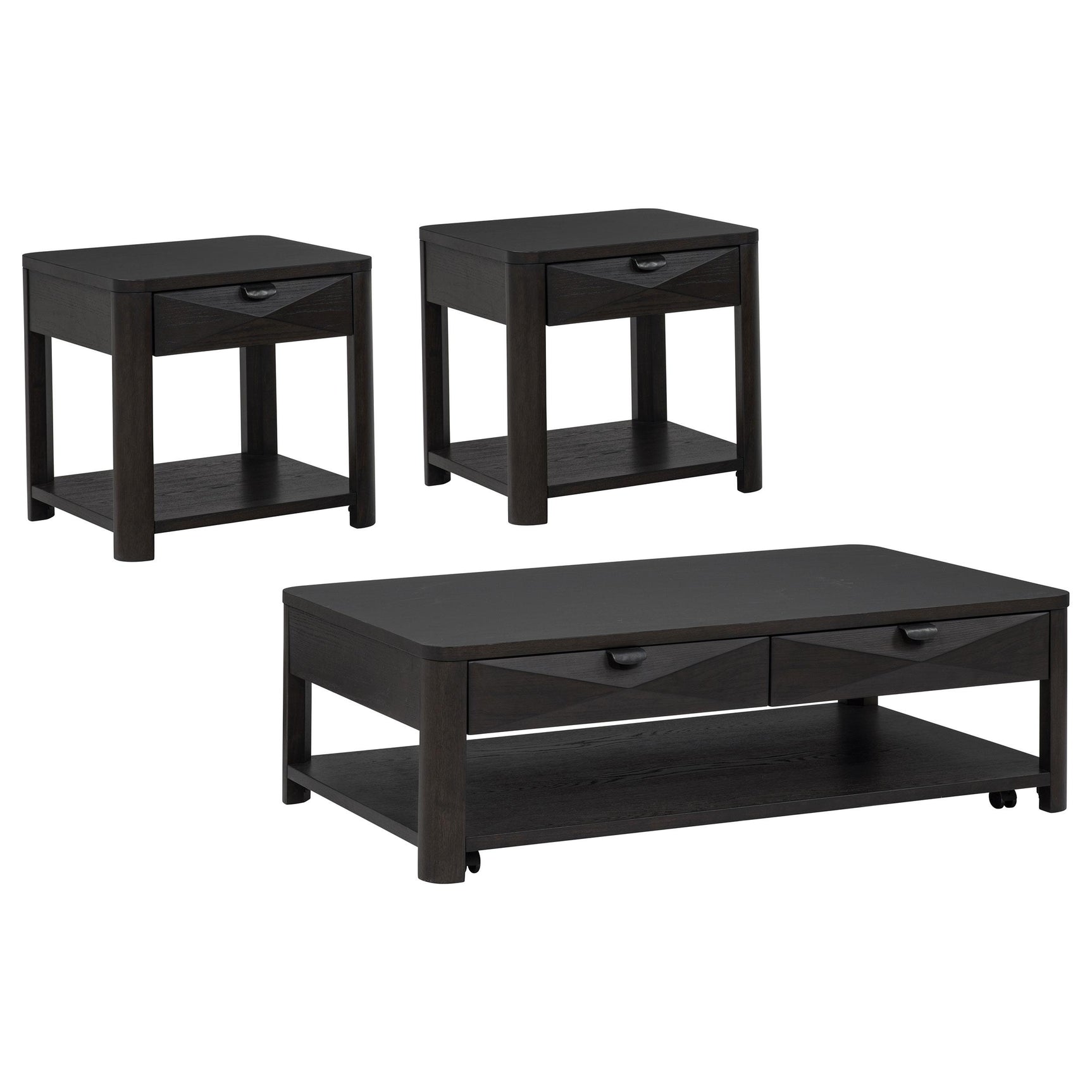 Marcelo coffee table with geometric veneer pattern