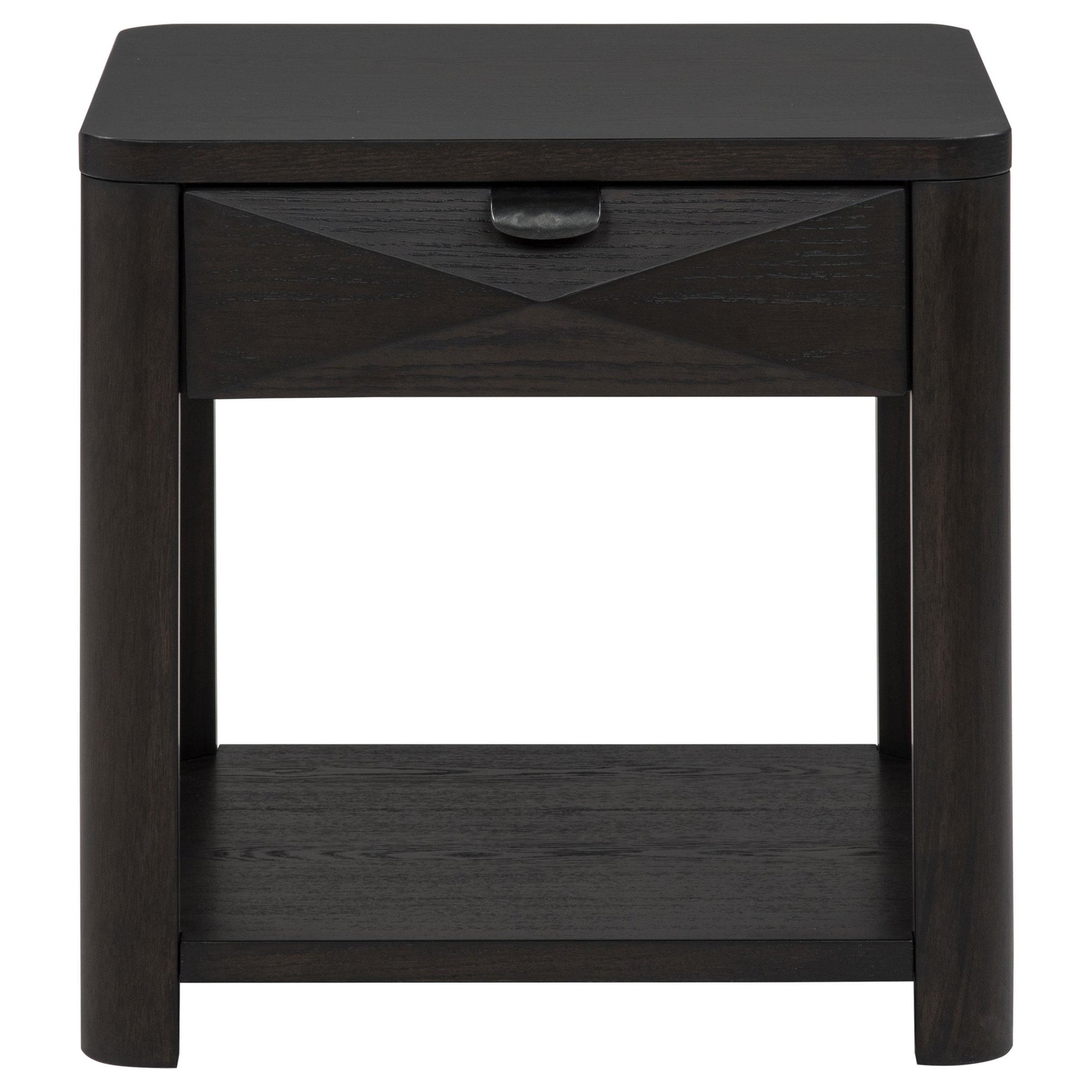 Side angle showing coffee table casters