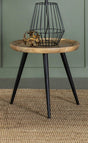 Zoe Round End Table showing round mango wood top detail