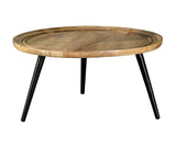 Zoe Round Coffee Table With Trio Legs Natural And Black - Ella Furniture