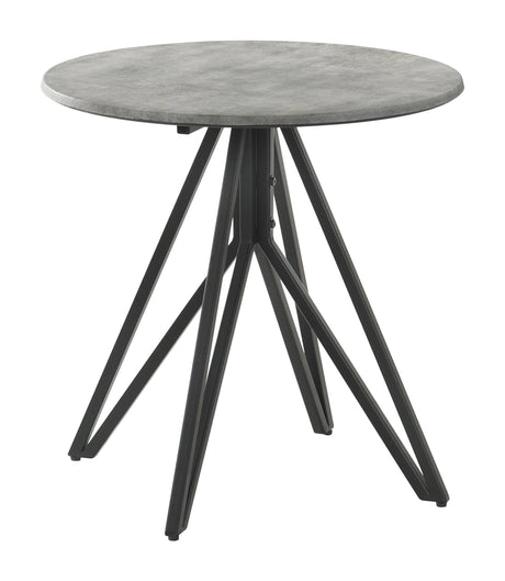 Close-up of hairpin leg design on Hadi round end table