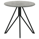 Hadi end table top with cement finish and sturdy metal base