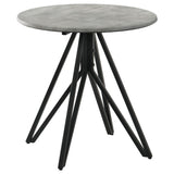 Side view of Hadi end table highlighting geometric metal base design