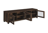 Side angle of Sachin TV console in warm walnut finish