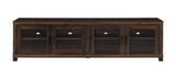 Open cabinet door revealing adjustable shelves