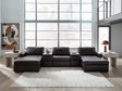 main view of Modmax II Black Leather 5-Piece Double Chaise Sectional with Audio Consoles sectional sofa