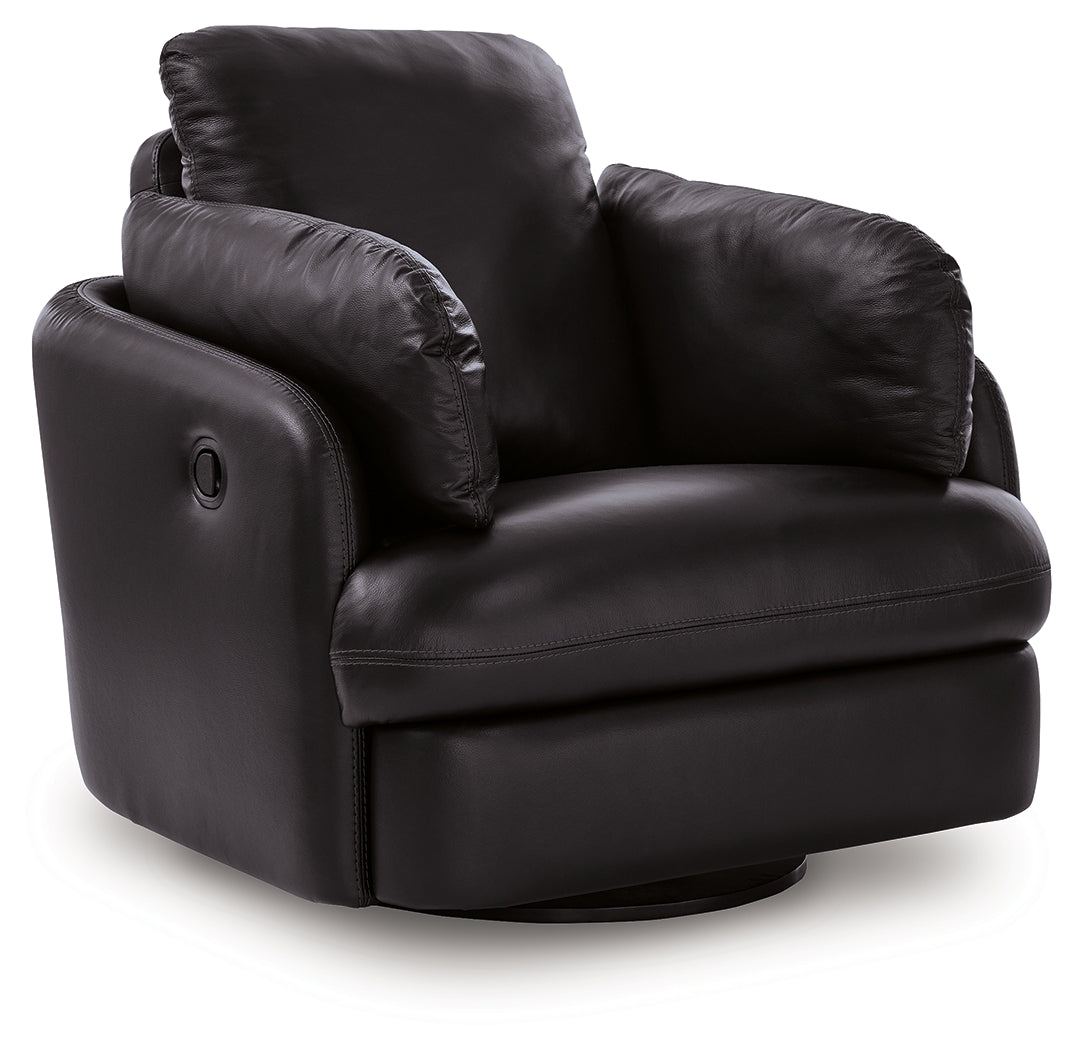 side view of Modmax II Black Leather Swivel Glider Recliner recliner