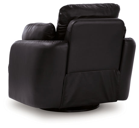 Back view of Modmax II Black Leather Swivel Glider Recliner