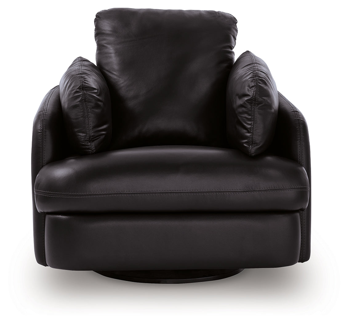 side view of Modmax II Black Leather Swivel Glider Recliner recliner