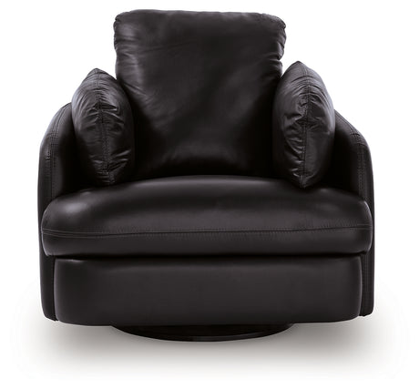 Side angle of Modmax II Black Leather Swivel Glider Recliner