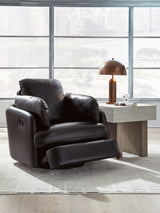 main view of Modmax II Black Leather Swivel Glider Recliner recliner