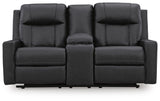 Mackmenville Carbon Faux Leather Reclining Loveseat with Console view 5