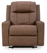 Mackmenville Caramel Faux Leather Recliner view 4