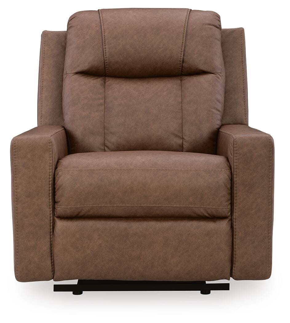 Mackmenville Caramel Faux Leather Recliner view 4