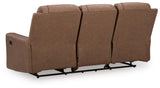 Mackmenville Caramel Faux Leather Reclining Sofa view 5
