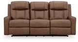 Mackmenville Caramel Faux Leather Reclining Sofa view 4