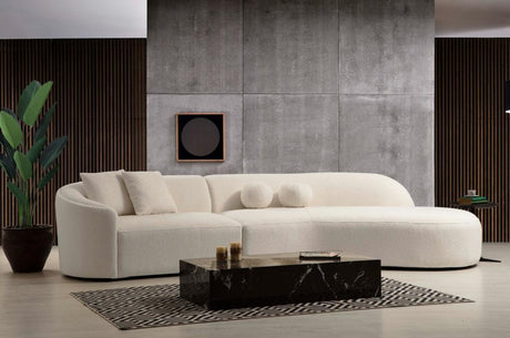 Ava Ivory Boucle Curved 134" RAF Sectional sofa main view