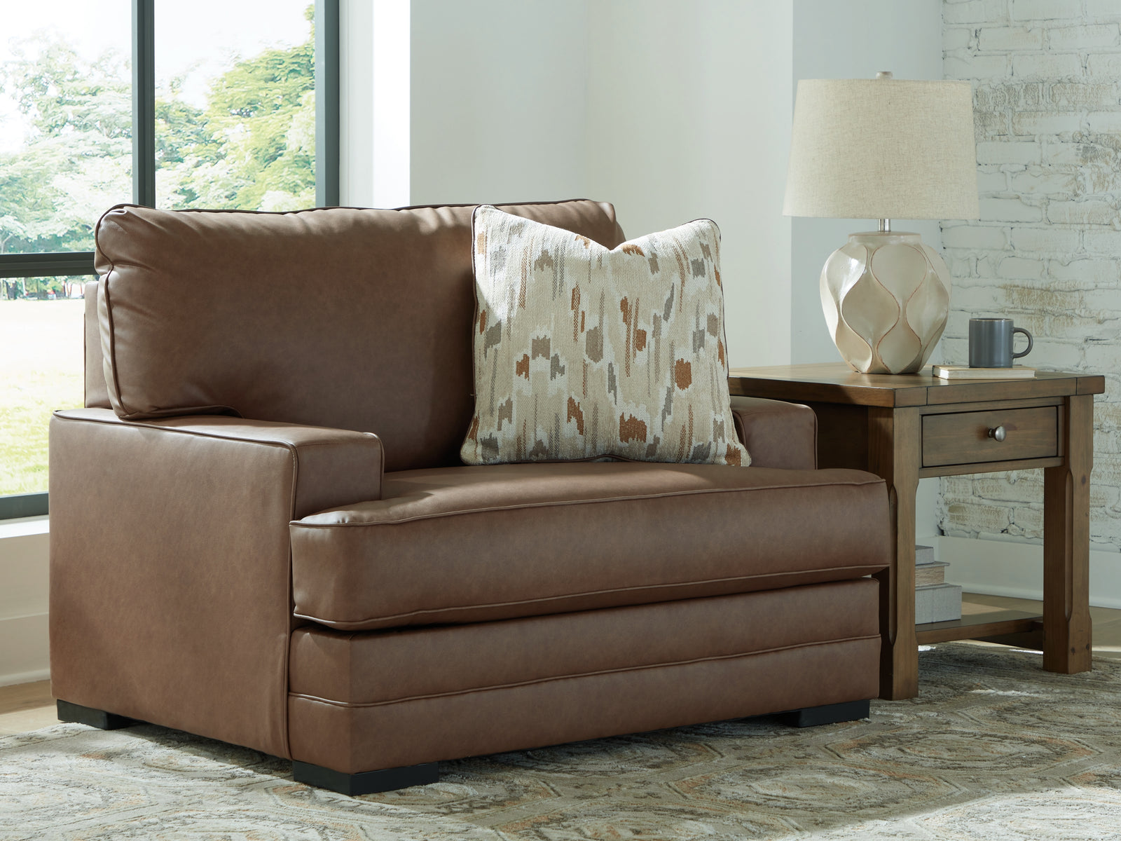 VillaCourt Caramel Faux Leather Oversized Chair