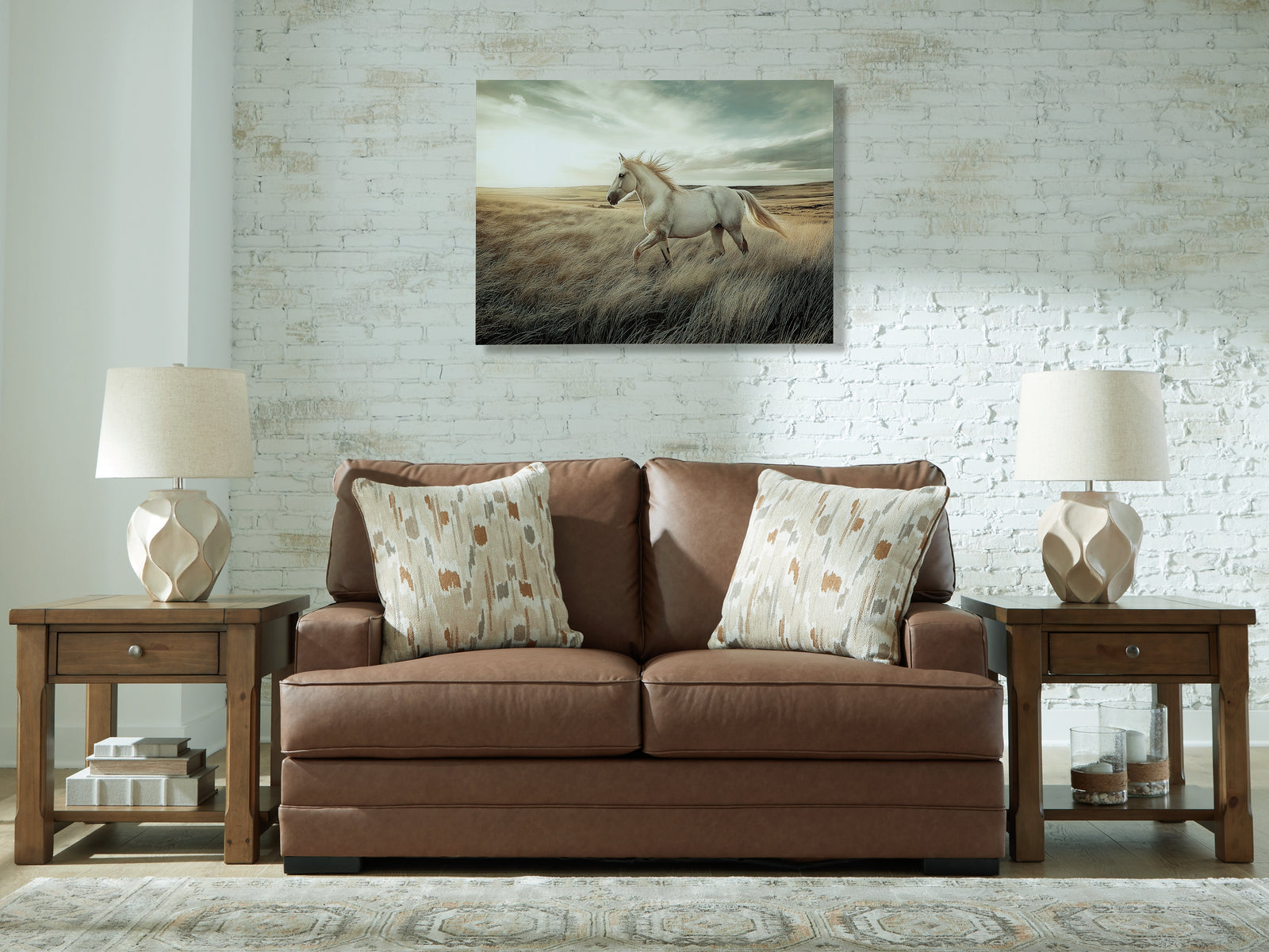 VillaCourt Caramel Faux Leather Loveseat