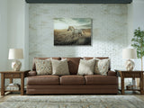 main view of VillaCourt Caramel Faux Leather Sofa furniture