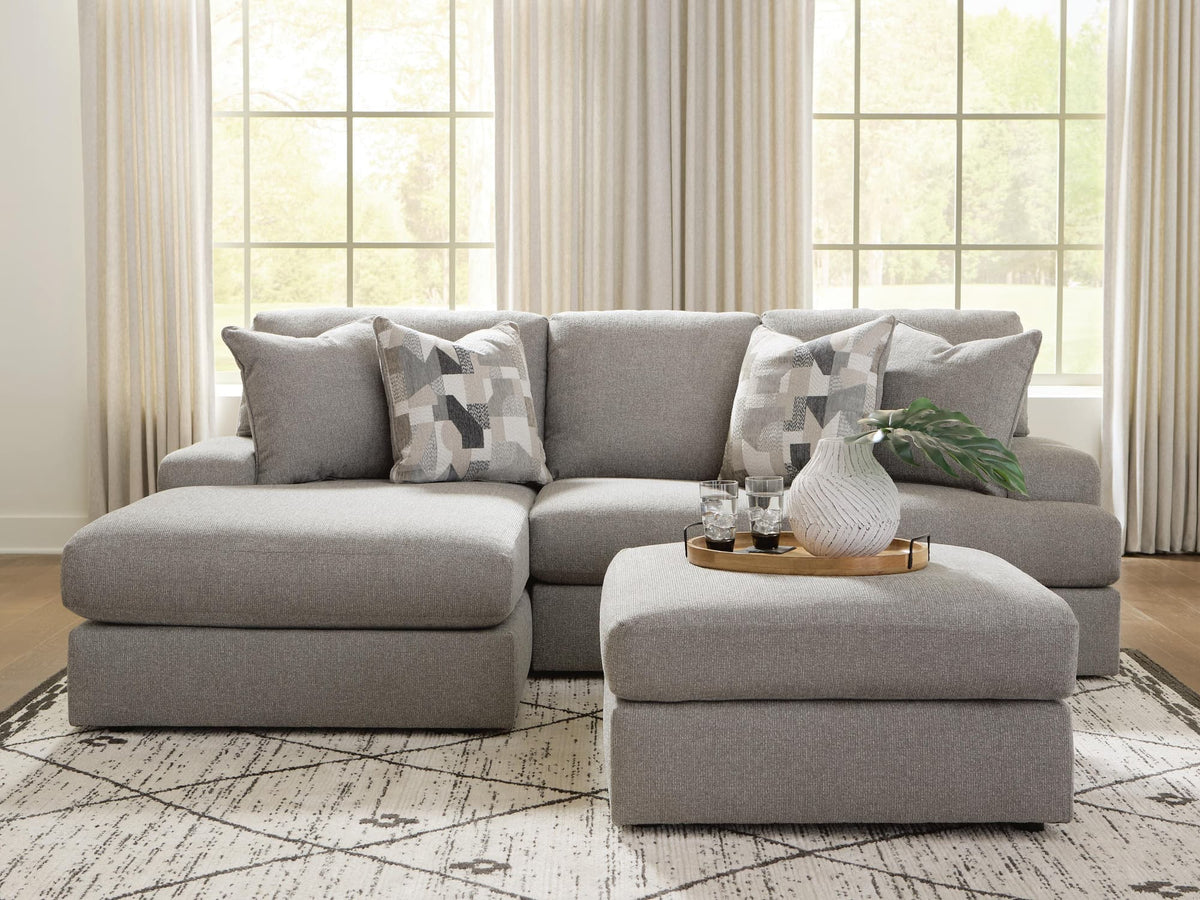 Lindon Smoke 2-Piece Sectional with Chaise and Oversized Accent Ottoman — product view