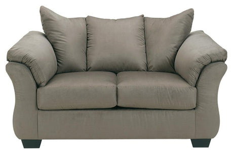 Darcy Cobblestone Microfiber Loveseat side view
