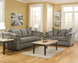 Darcy Cobblestone Microfiber Loveseat back cushion detail