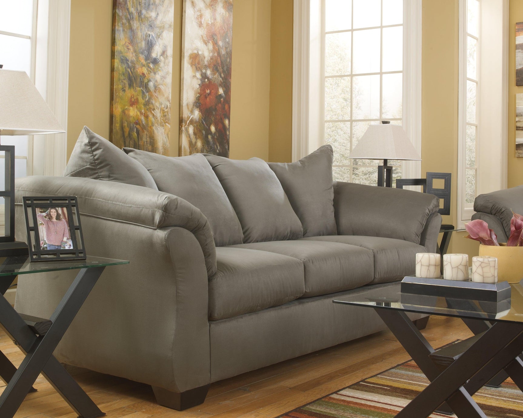 Side mood view of Darcy Cobblestone Sofa