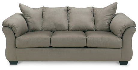 Detail view of Darcy Cobblestone Sofa and Loveseat upholstery and design