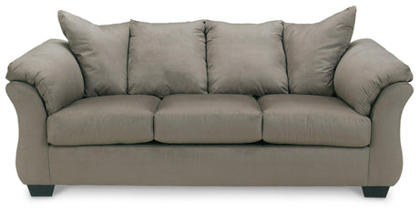Side view of Darcy Cobblestone Microfiber Sofa