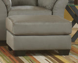 Darcy Cobblestone Microfiber Ottoman angled front view