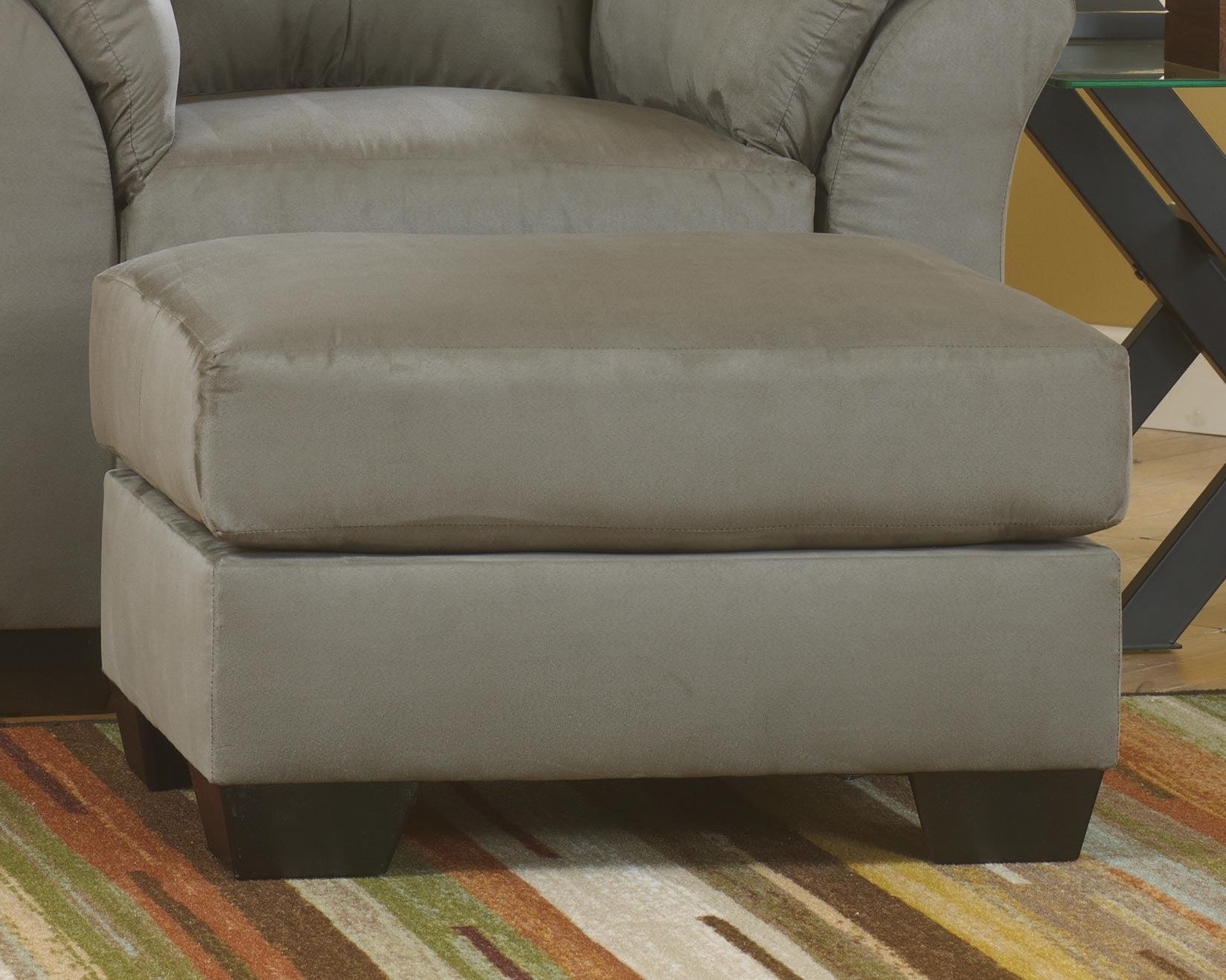 Darcy Cobblestone Microfiber Ottoman angled front view