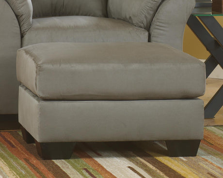 Darcy Cobblestone Microfiber Ottoman angled front view