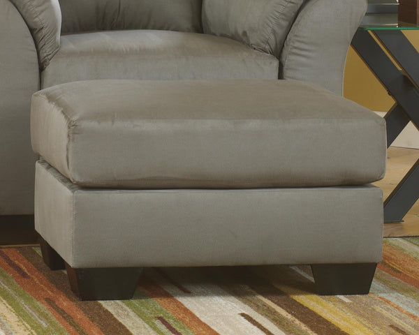Darcy Cobblestone Microfiber Ottoman angled front view