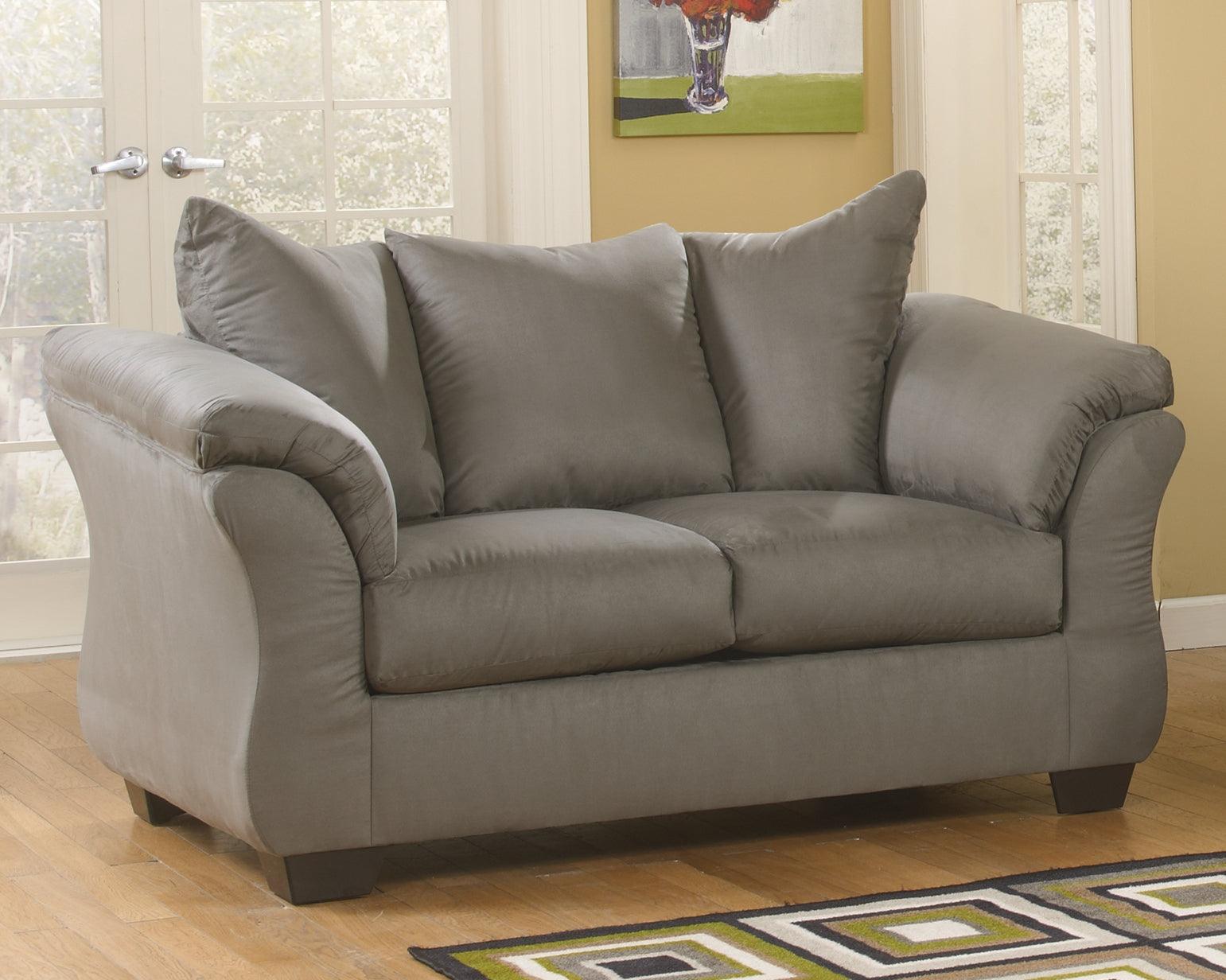 Darcy Cobblestone Microfiber Loveseat - Ella Furniture