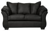 Darcy Black Microfiber Loveseat angled side view