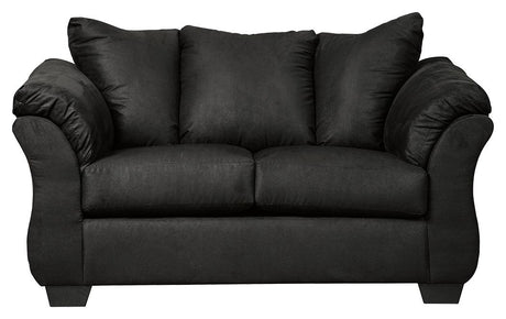 Darcy Black Microfiber Loveseat angled side view