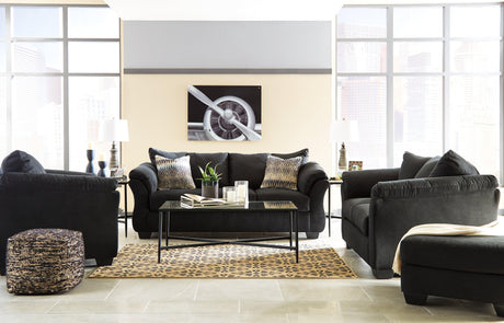 Darcy Black Armchair showing pillow-top armrests