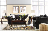 Darcy Black Microfiber Sofa with pillow detail