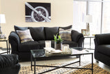 Darcy Black Microfiber Sofa side mood view