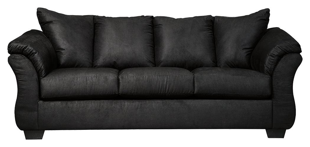 Darcy Black Microfiber Sofa side view