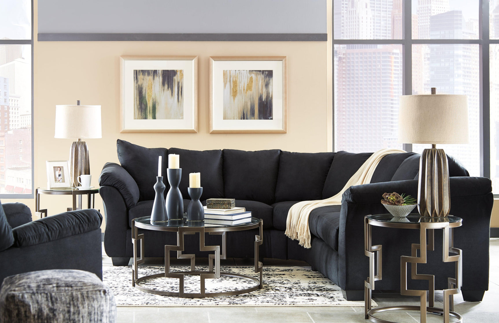 Darcy Black Microfiber Recliner side angle
